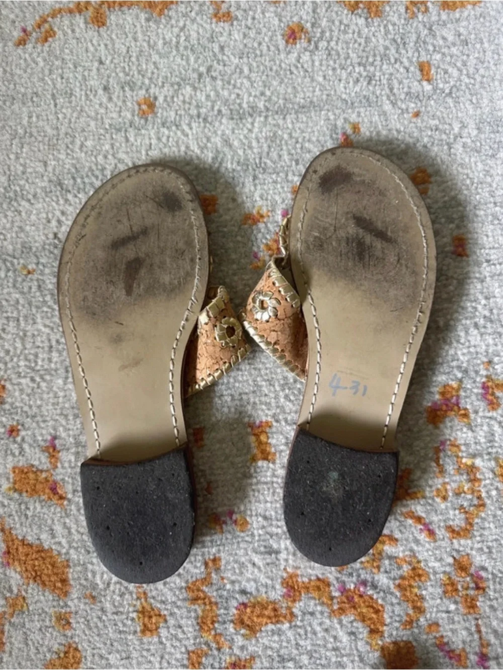 Jack Rogers Cork & Gold Sandals